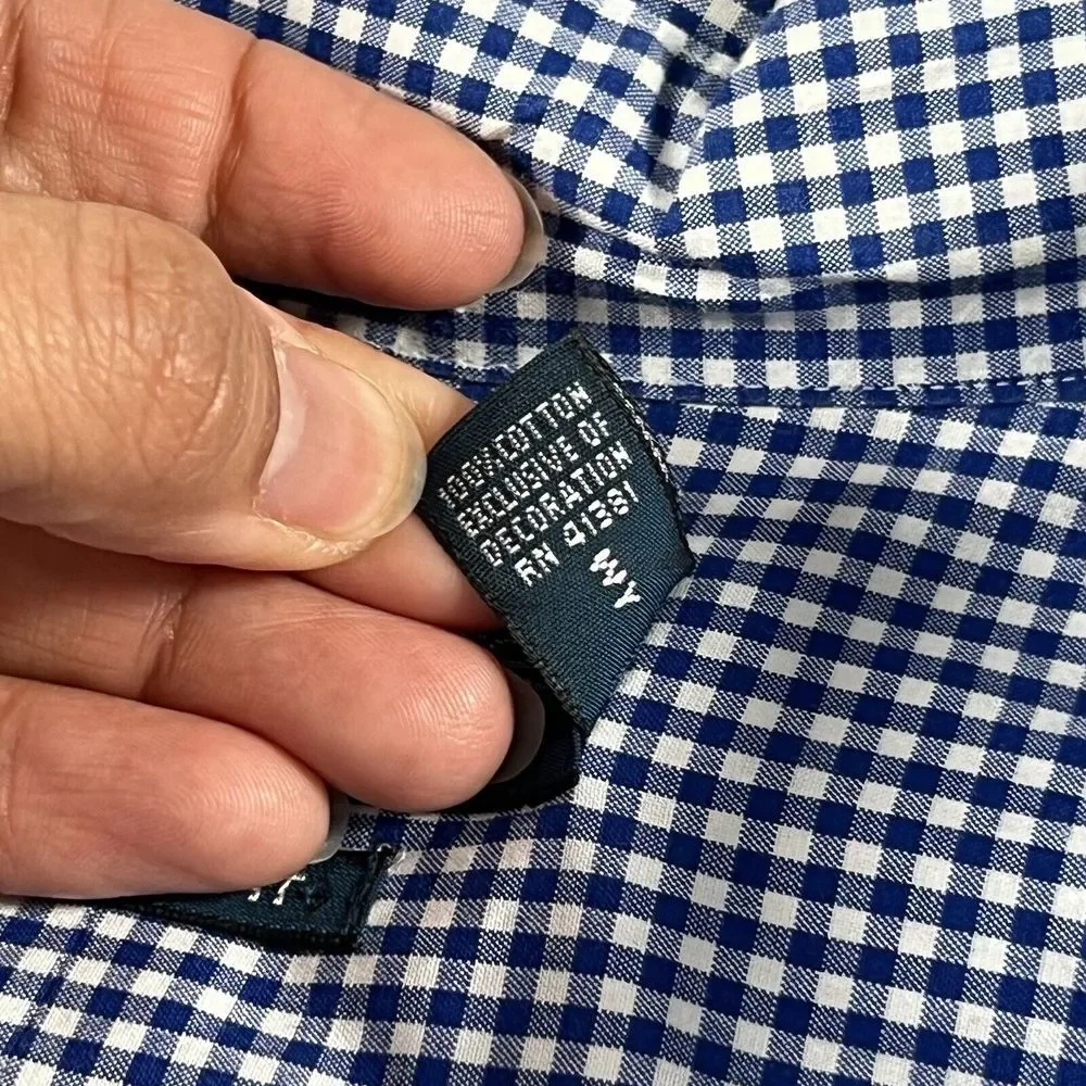Polo Ralph Lauren Shirt Mens 3XB Blue White Check Button‎ Up Casual Classic Fit